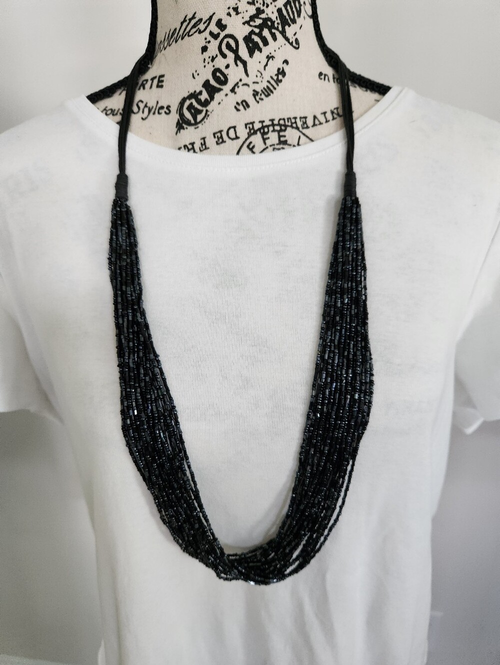 Lia Sophia Black Multi Strand Necklace